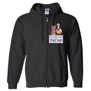 Funny Cats And Ducks For Trump 2024 Gift Full Zip Hoodie