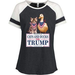 Funny Cats And Ducks For Trump 2024 Gift Enza Ladies Jersey Colorblock Tee