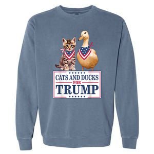 Funny Cats And Ducks For Trump 2024 Gift Garment-Dyed Sweatshirt