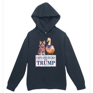 Funny Cats And Ducks For Trump 2024 Gift Urban Pullover Hoodie