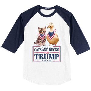 Funny Cats And Ducks For Trump 2024 Gift Baseball Sleeve Shirt