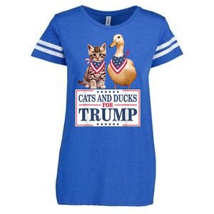 Funny Cats And Ducks For Trump 2024 Gift Enza Ladies Jersey Football T-Shirt