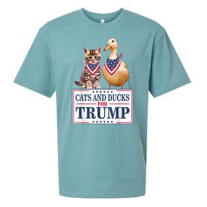 Funny Cats And Ducks For Trump 2024 Gift Sueded Cloud Jersey T-Shirt