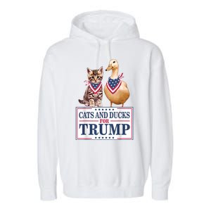 Funny Cats And Ducks For Trump 2024 Gift Garment-Dyed Fleece Hoodie