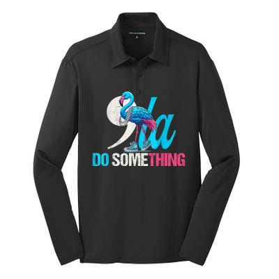 Flamingo Chucks And Pearls Funny Comma La Kamala Harris 2024 Silk Touch Performance Long Sleeve Polo