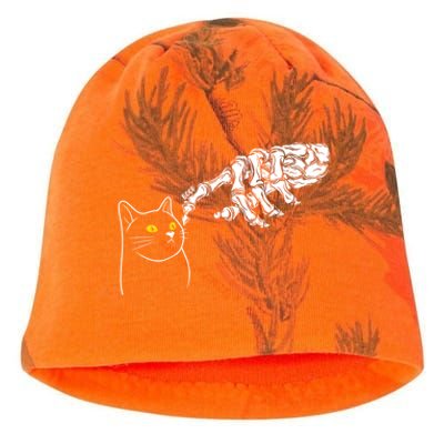 Funny Cat And Skeleton Hand Halloween Design Gift Kati - Camo Knit Beanie