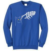 Funny Cat And Skeleton Hand Halloween Design Gift Sweatshirt