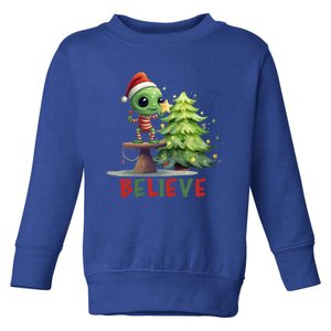 Fun Christmas Alien Believe In Magic Star Tree Holidays Gift Toddler Sweatshirt