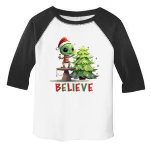 Fun Christmas Alien Believe In Magic Star Tree Holidays Gift Toddler Fine Jersey T-Shirt