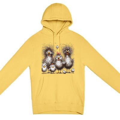 Funny Chicken Art Eagerlys Premium Pullover Hoodie