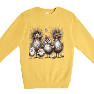 Funny Chicken Art Eagerlys Premium Crewneck Sweatshirt