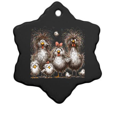 Funny Chicken Art Eagerlys Ceramic Star Ornament