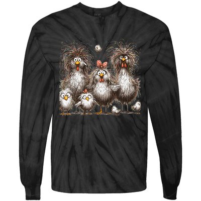 Funny Chicken Art Eagerlys Tie-Dye Long Sleeve Shirt