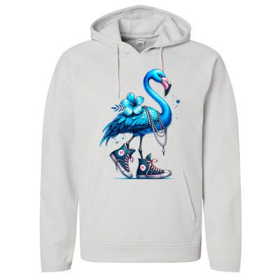 Flamingo Chucks And Pearls Comma La Kamala Harris 2024 Performance Fleece Hoodie