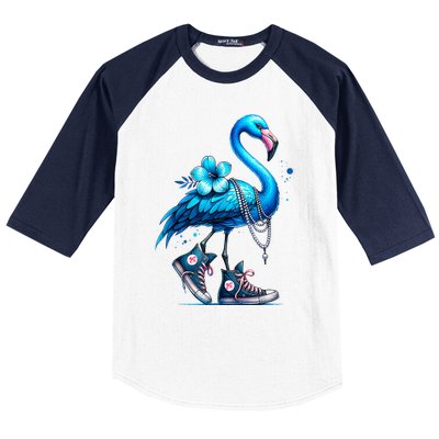 Flamingo Chucks And Pearls Comma La Kamala Harris 2024 Baseball Sleeve Shirt