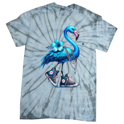 Flamingo Chucks And Pearls Comma La Kamala Harris 2024 Tie-Dye T-Shirt