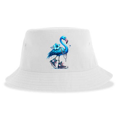 Flamingo Chucks And Pearls Comma La Kamala Harris 2024 Sustainable Bucket Hat