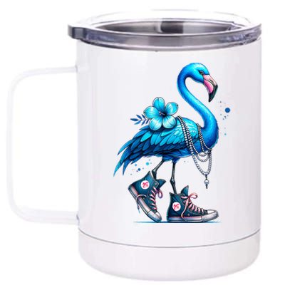 Flamingo Chucks And Pearls Comma La Kamala Harris 2024 12 oz Stainless Steel Tumbler Cup