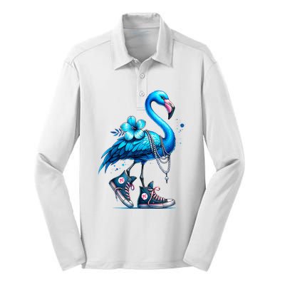 Flamingo Chucks And Pearls Comma La Kamala Harris 2024 Silk Touch Performance Long Sleeve Polo