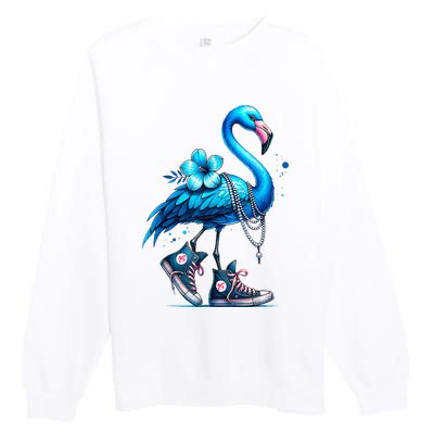 Flamingo Chucks And Pearls Comma La Kamala Harris 2024 Premium Crewneck Sweatshirt