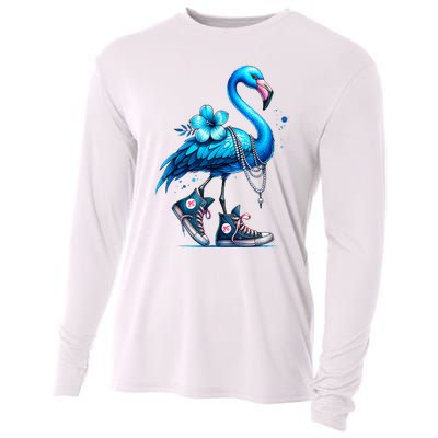 Flamingo Chucks And Pearls Comma La Kamala Harris 2024 Cooling Performance Long Sleeve Crew