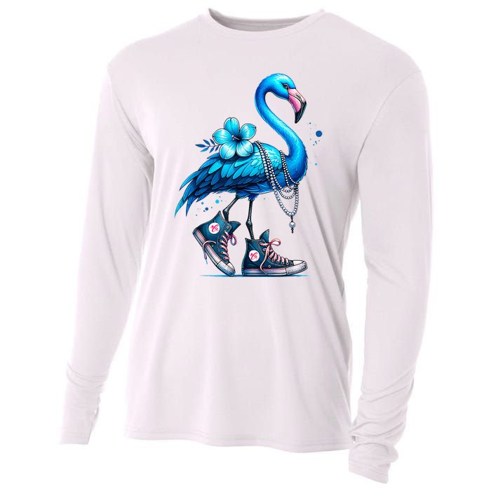 Flamingo Chucks And Pearls Comma La Kamala Harris 2024 Cooling Performance Long Sleeve Crew