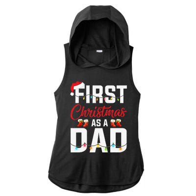 First Christmas As A Dad Xmas Lights New Dad Christmas Ladies PosiCharge Tri-Blend Wicking Draft Hoodie Tank