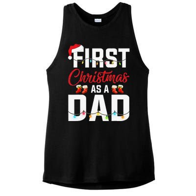 First Christmas As A Dad Xmas Lights New Dad Christmas Ladies PosiCharge Tri-Blend Wicking Tank