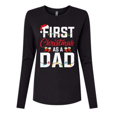 First Christmas As A Dad Xmas Lights New Dad Christmas Womens Cotton Relaxed Long Sleeve T-Shirt