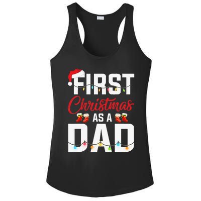 First Christmas As A Dad Xmas Lights New Dad Christmas Ladies PosiCharge Competitor Racerback Tank