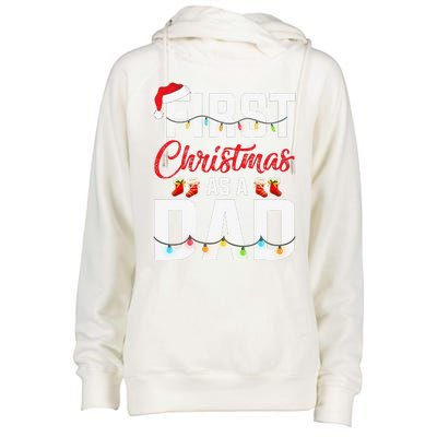 First Christmas As A Dad Xmas Lights New Dad Christmas Womens Funnel Neck Pullover Hood