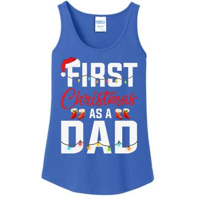 First Christmas As A Dad Xmas Lights New Dad Christmas Ladies Essential Tank