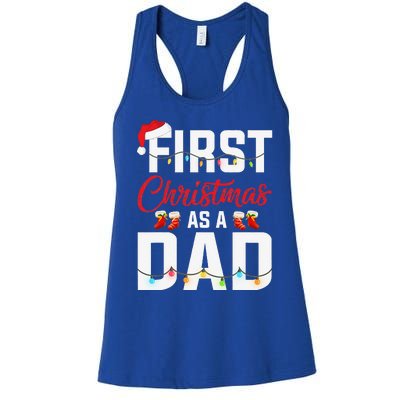 First Christmas As A Dad Xmas Lights New Dad Christmas Women's Racerback Tank