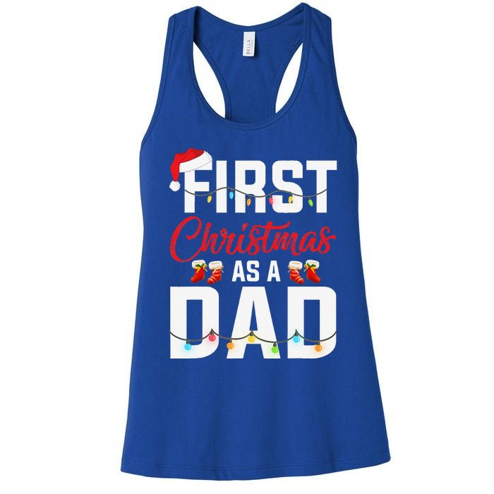 First Christmas As A Dad Xmas Lights New Dad Christmas Women's Racerback Tank