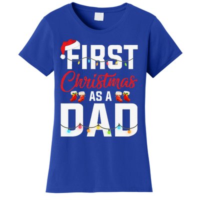 First Christmas As A Dad Xmas Lights New Dad Christmas Women's T-Shirt