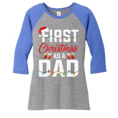 First Christmas As A Dad Xmas Lights New Dad Christmas Women's Tri-Blend 3/4-Sleeve Raglan Shirt