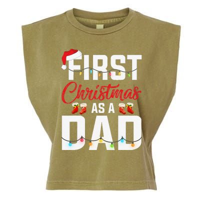 First Christmas As A Dad Xmas Lights New Dad Christmas Garment-Dyed Women's Muscle Tee