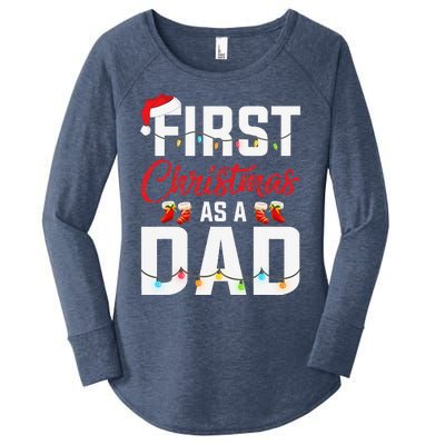 First Christmas As A Dad Xmas Lights New Dad Christmas Women's Perfect Tri Tunic Long Sleeve Shirt