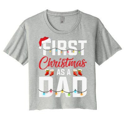 First Christmas As A Dad Xmas Lights New Dad Christmas Women's Crop Top Tee