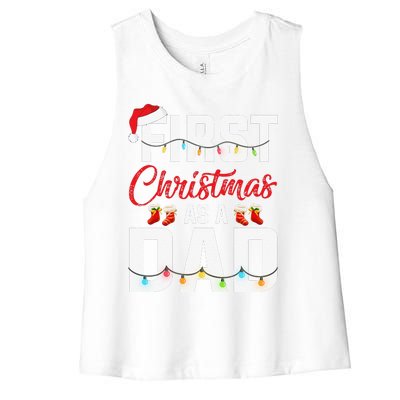 First Christmas As A Dad Xmas Lights New Dad Christmas Women's Racerback Cropped Tank