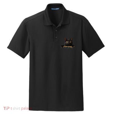 Funny Curious Adorable Cat Black Peeking Kitten Pet Lovers Dry Zone Grid Polo