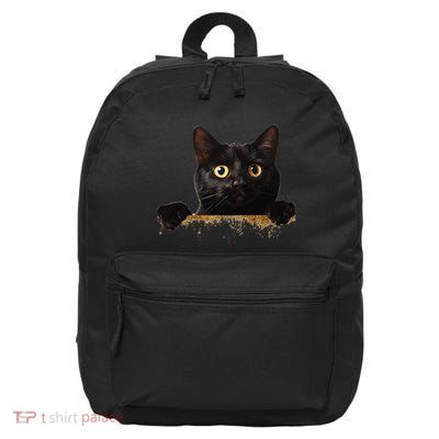 Funny Curious Adorable Cat Black Peeking Kitten Pet Lovers 16 in Basic Backpack