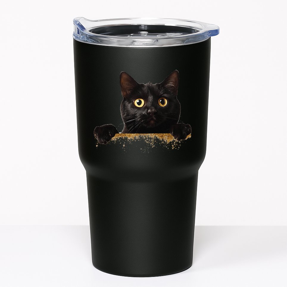 Funny Curious Adorable Cat Black Peeking Kitten Pet Lovers Tumbler