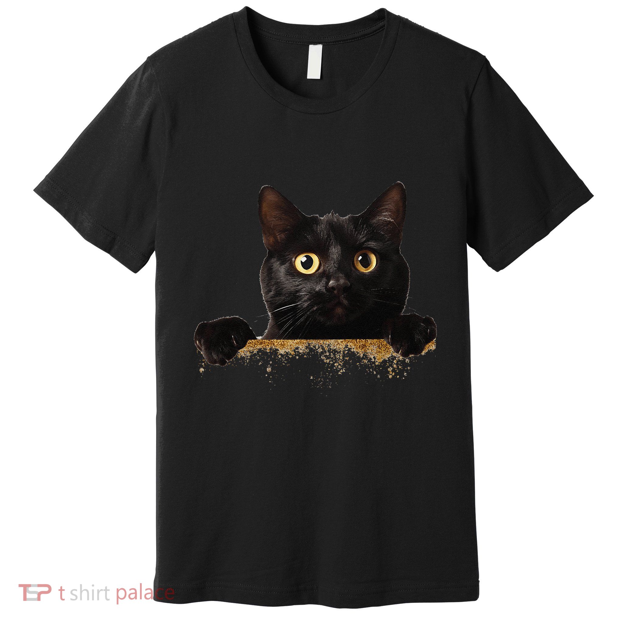 Funny Curious Adorable Cat Black Peeking Kitten Pet Lovers Premium T-Shirt