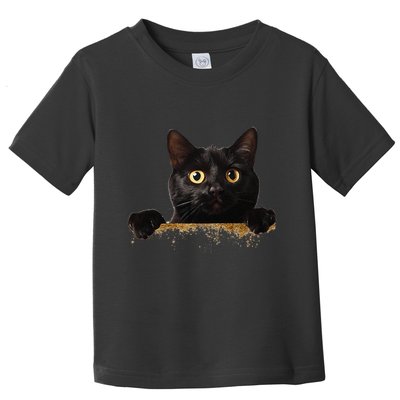 Funny Curious Adorable Cat Black Peeking Kitten Pet Lovers Toddler T-Shirt