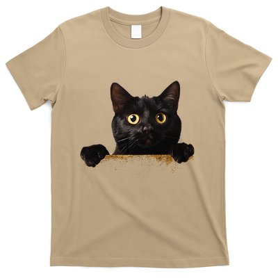 Funny Curious Adorable Cat Black Peeking Kitten Pet Lovers T-Shirt