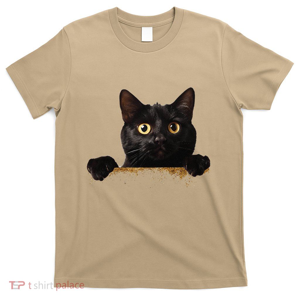 Funny Curious Adorable Cat Black Peeking Kitten Pet Lovers T-Shirt