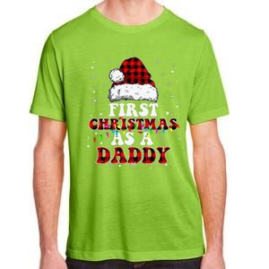 First Christmas As A Daddy Santa Hat Red Plaid Buffalo Adult ChromaSoft Performance T-Shirt