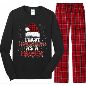 First Christmas As A Daddy Santa Hat Red Plaid Buffalo Long Sleeve Pajama Set