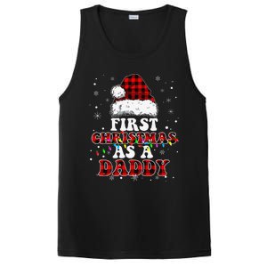 First Christmas As A Daddy Santa Hat Red Plaid Buffalo PosiCharge Competitor Tank